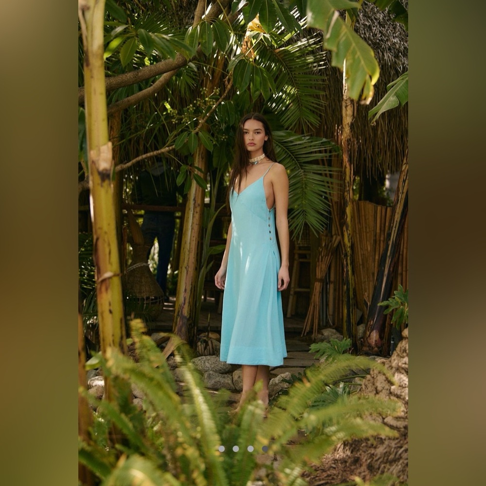 Free People Pale Blue Midi Slip Dress